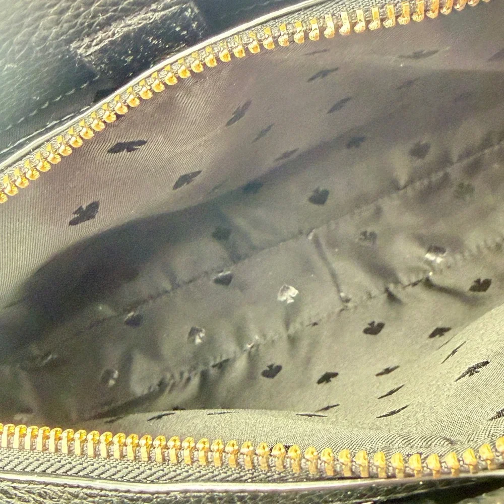 Kate Spade Black Pebbled Leather Satchel Crossbody Bag Gold Hardware